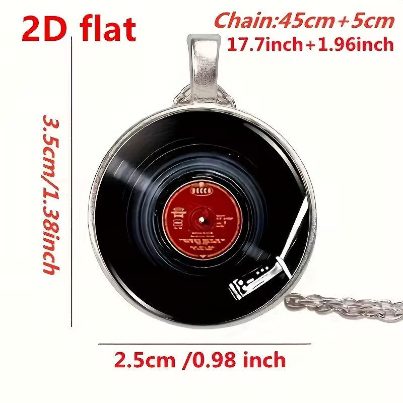 Vinyl Record Round Necklace Jewelry Music Player Pendant