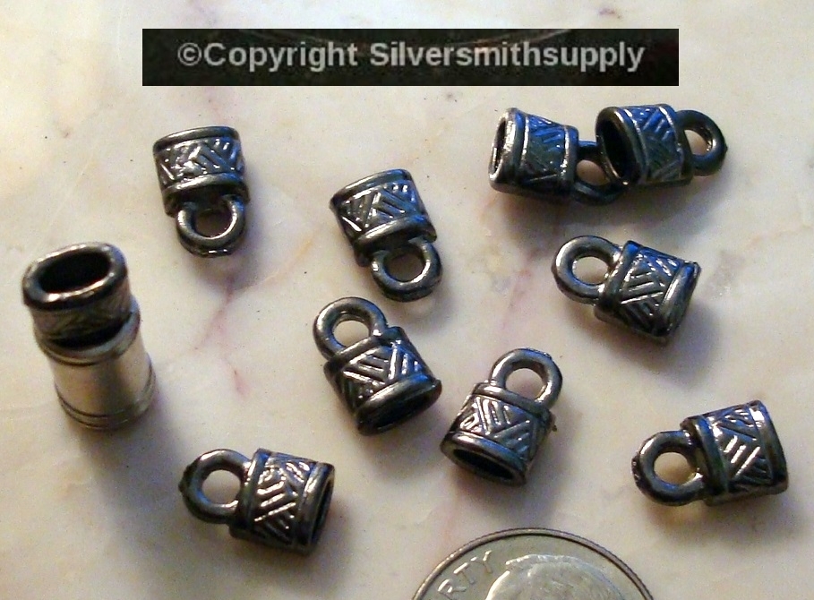 Jewelry necklace ends 4×2 glue on black cones clasp thong ends FPS111