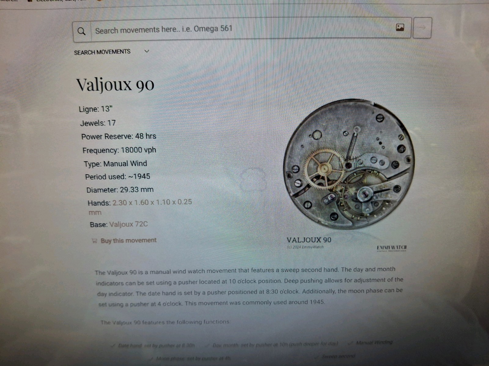 Vintage Rima- Triple Calendar Early Valjoux 90 Movement Watch Working condition