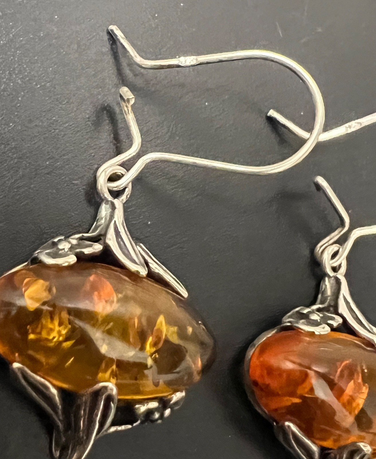 BALTIC AMBER Jewelry Earrings with Sterling Silver 925 COGNAC Amber Earrings