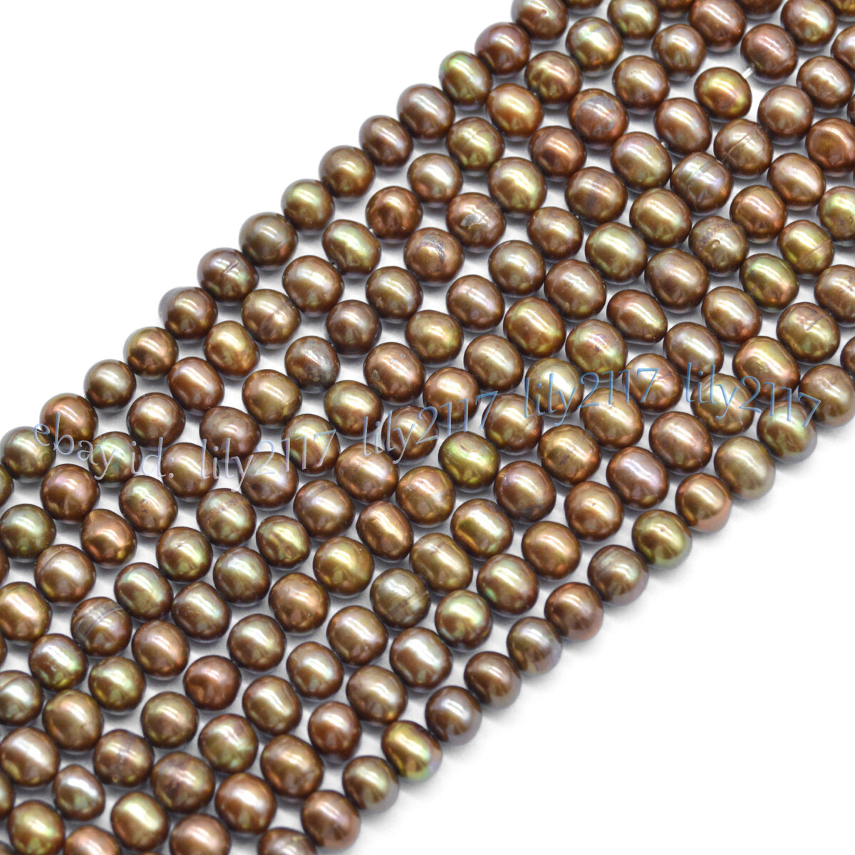 Brown 7-8mm Real Natural Freshwater Cultured Baroque Pearl Loose Beads 14inches