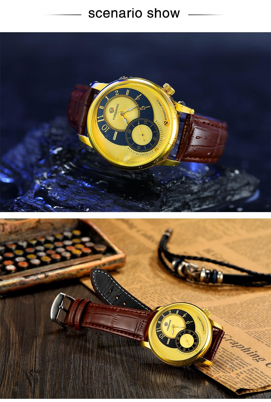 Forsining Mechanical Automatic Luxury Men’s Watch 3ATM Leather Strap