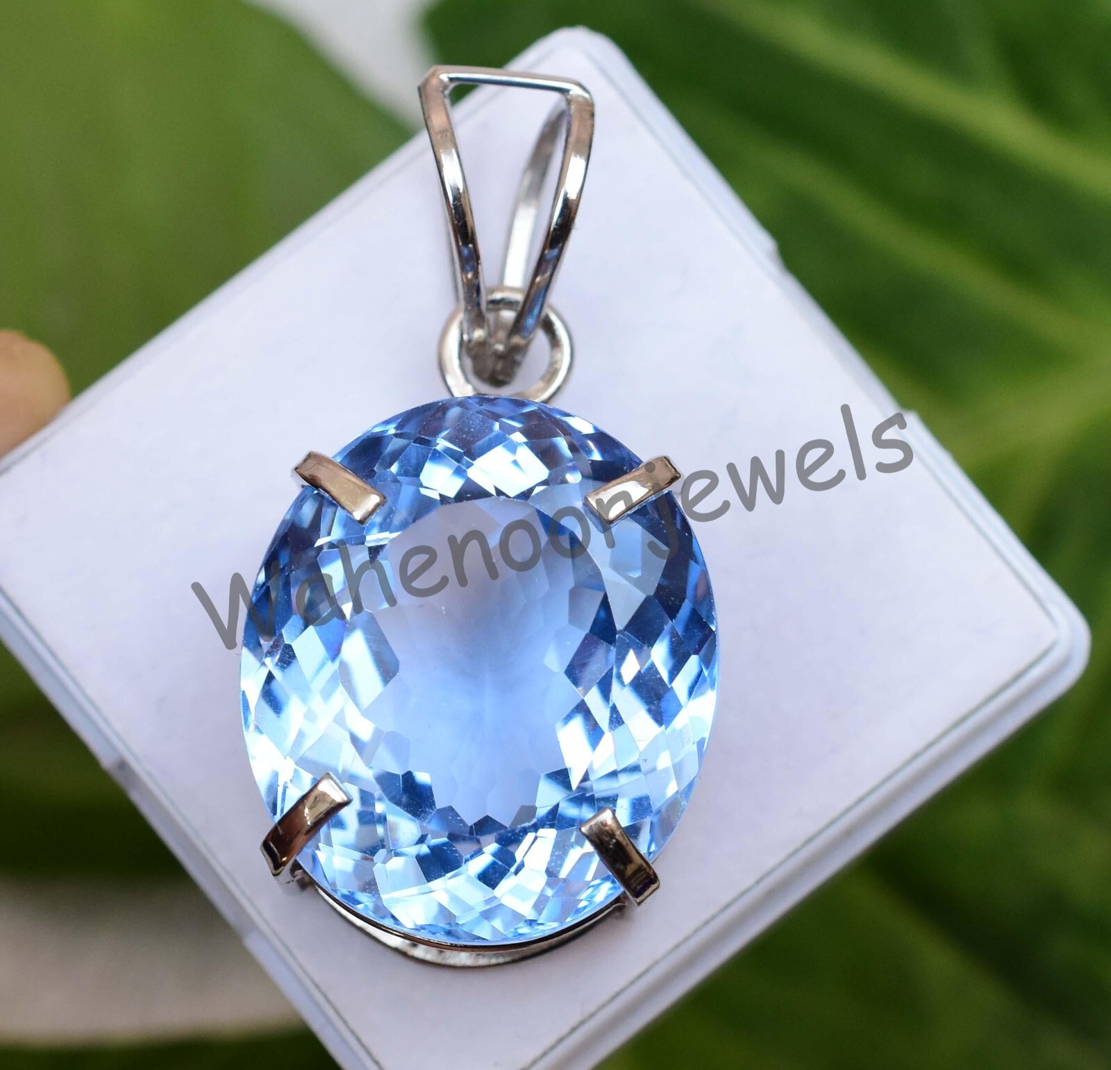 Natural Blue Jeremejevite Oval 925 Sterling Silver Pendant Certified See Video