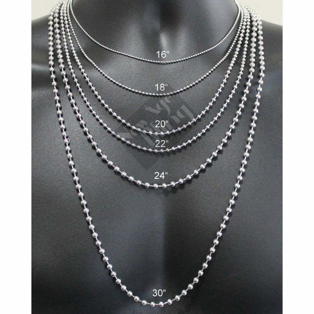 Stainless Steel Ball Chain 16″-40″ Dog Tag Bead Necklace Link 1.5/2/3/4.5mm