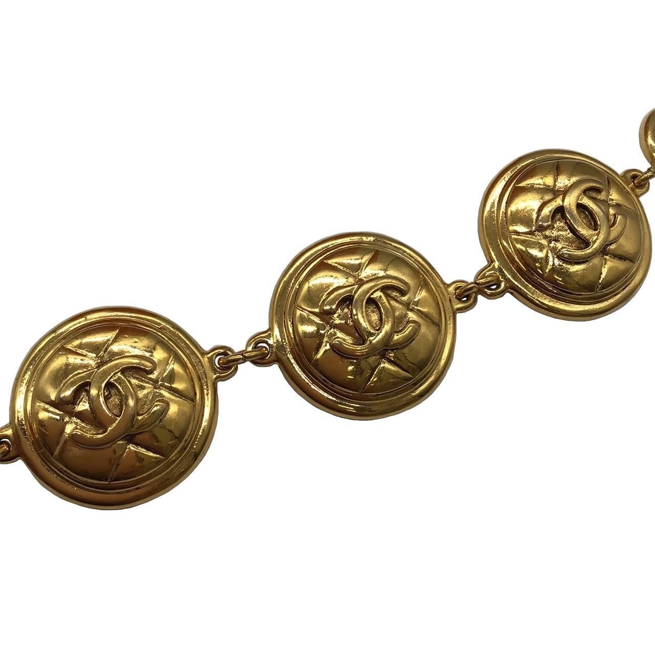 Authentic Chanel Bracelet Coco Mark Logo GP Gold Matelasse Accessories