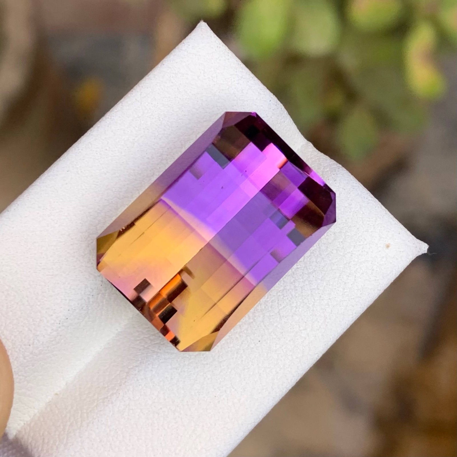 27.46 Carats Natural Bicolor Ametrine Stone Pixel Cut From Bolivian