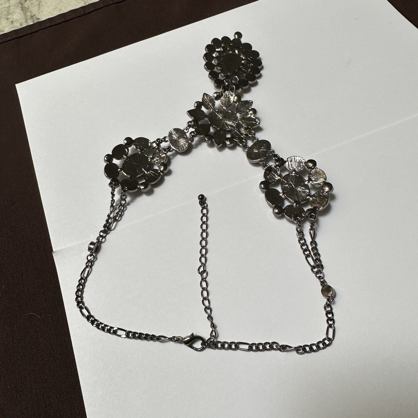 Black / Blue Rhinestone Statement Necklace Adjustable Length