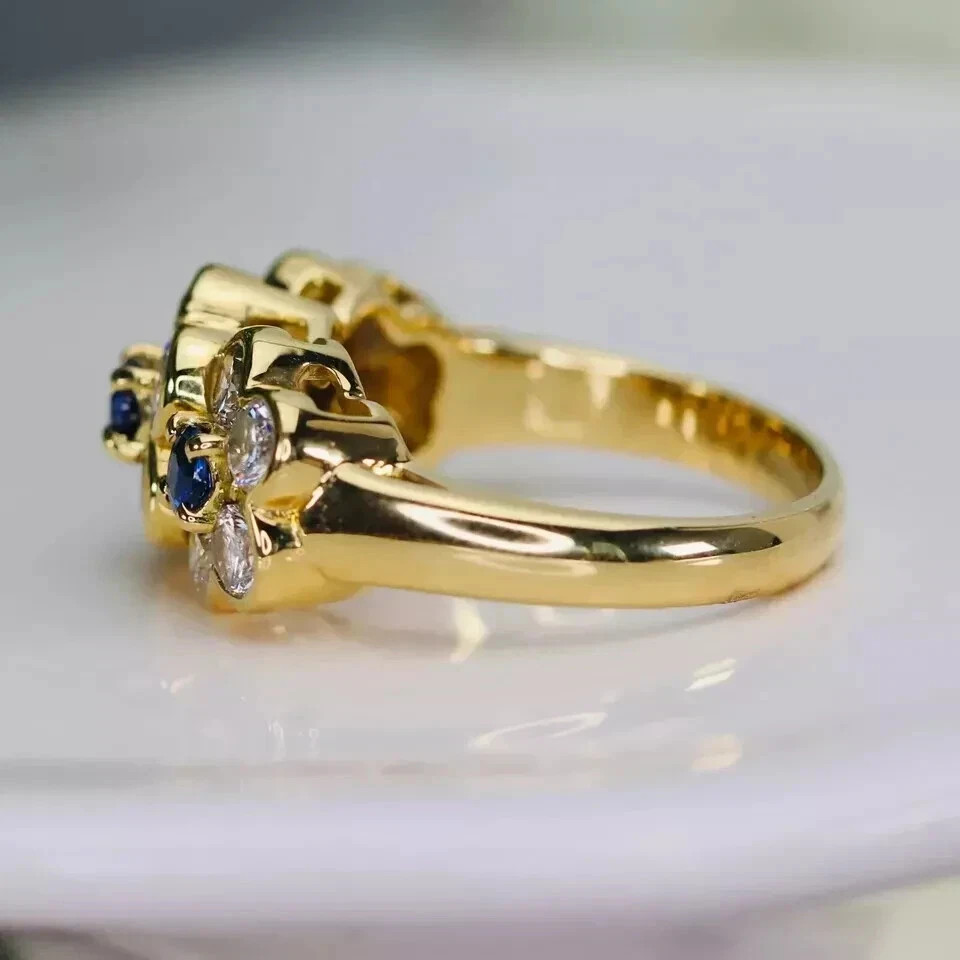 2Ct Round Cut Lab-Created Blue Sapphire Engagement Ring 14K Yellow Gold Plated