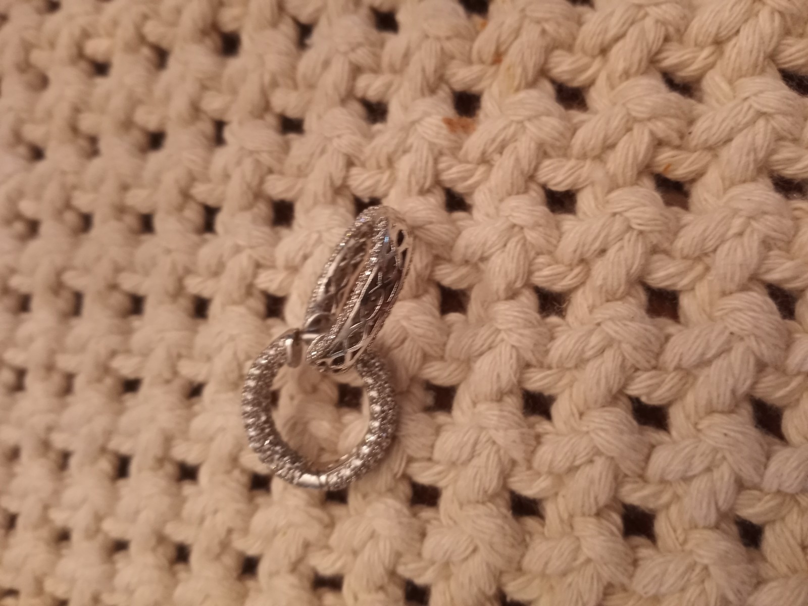 diamonique inside out sterling silver Hoop Earrings Sparkly Excellent Shape