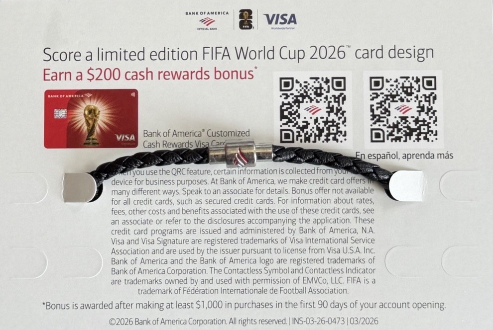 FIFA World Cup 26 Bank Of America Braided Charm Bracelet