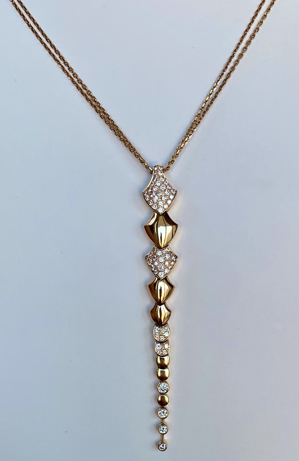 AKILLIS France 18K Rose Gold Diamond Python Necklace Extravagant $10K+ 4”