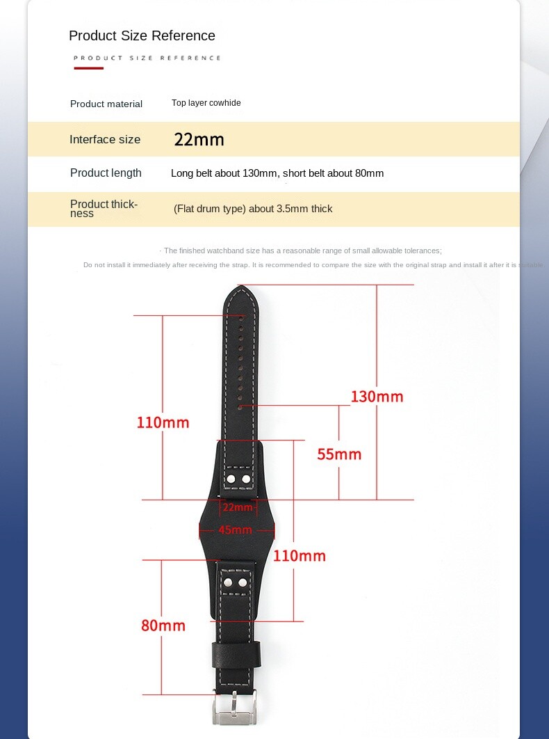 Premium Genuine Cowhide Leather Watch Straps mens Band Business for Fossil 22mm
