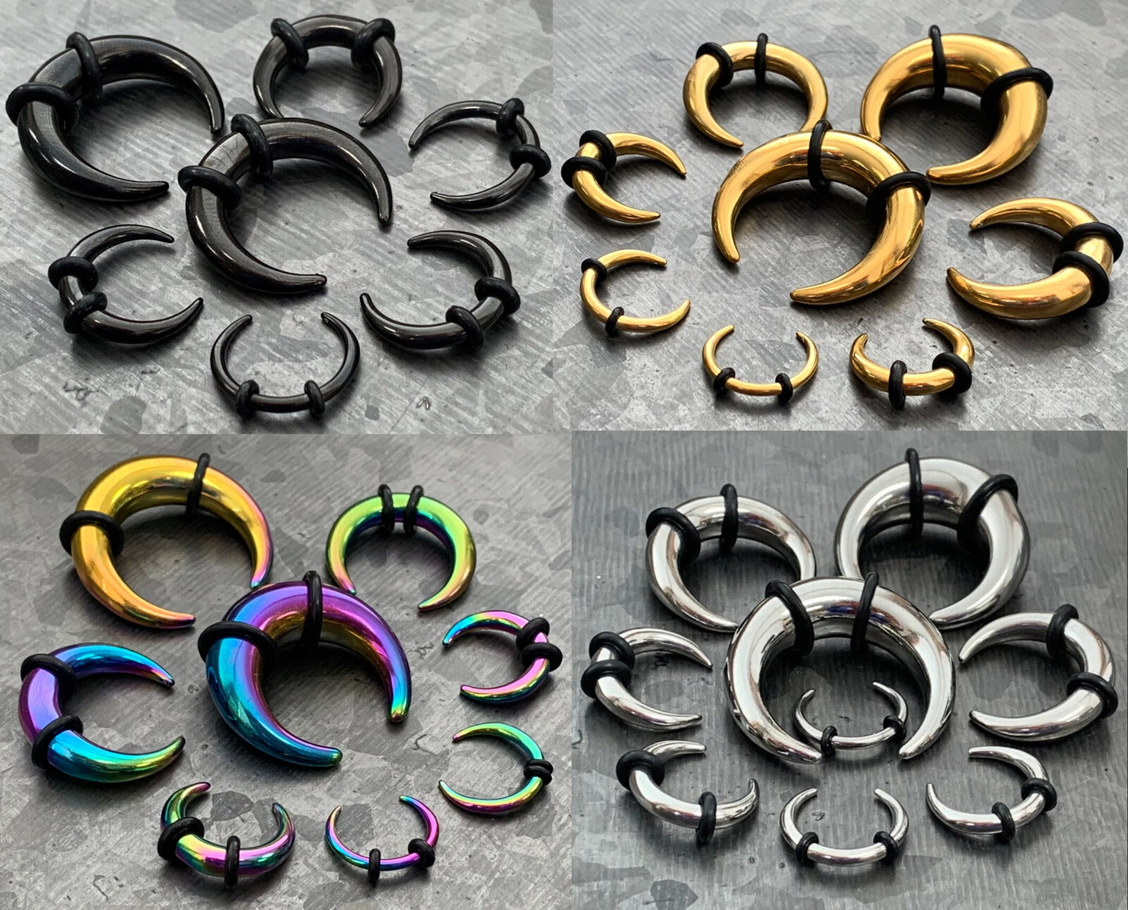 1pc PVD Plated Steel Septum Ring / Buffalo Taper Expander Plug Pincer Black Gold