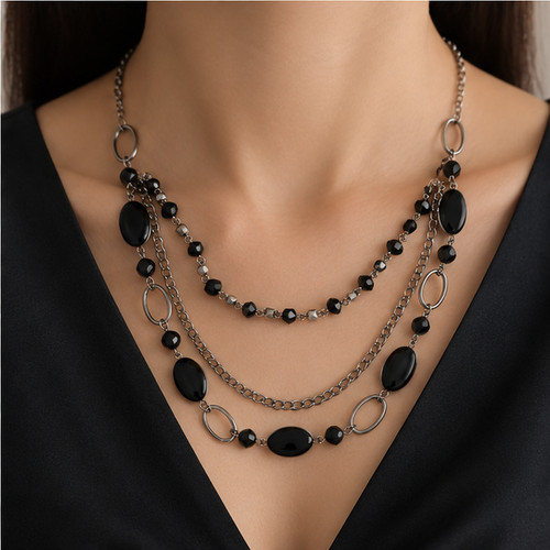 Avon Onyx Necklace And Earring Set Black New In Original Box Fast Shipping