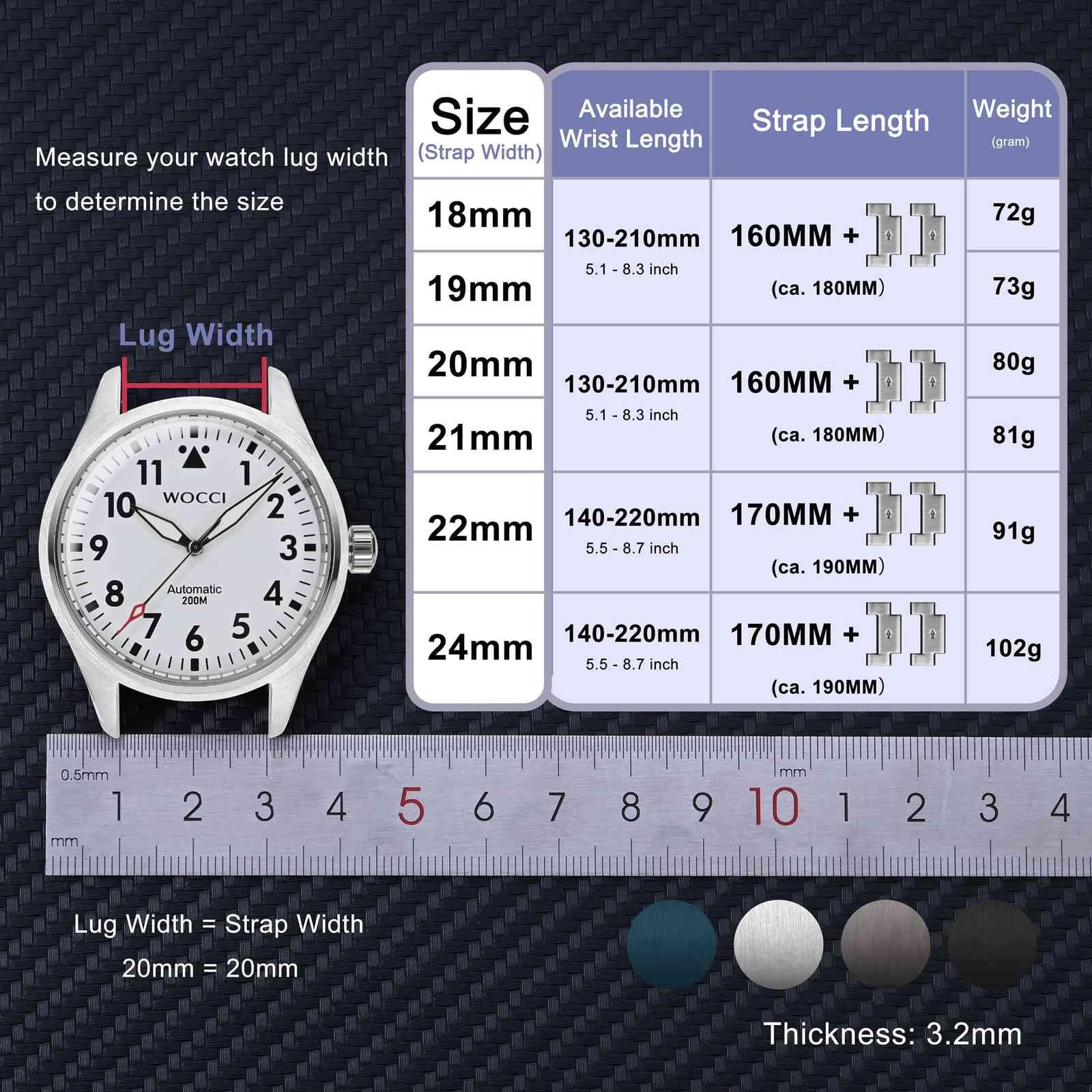 22mm Metal Watch Band HeavyDuty Stainless Steel Deployant Clasp Space Grey