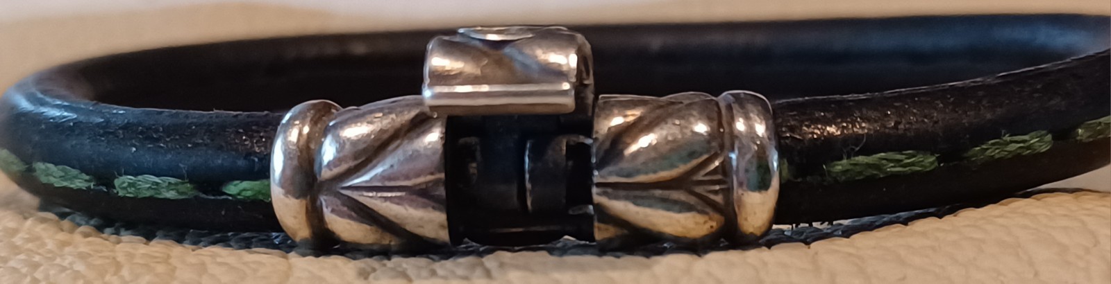 David Yurman Mens Chevron Woven Rubber Sterling Silver Clasp 8-8.5 Hard to Find
