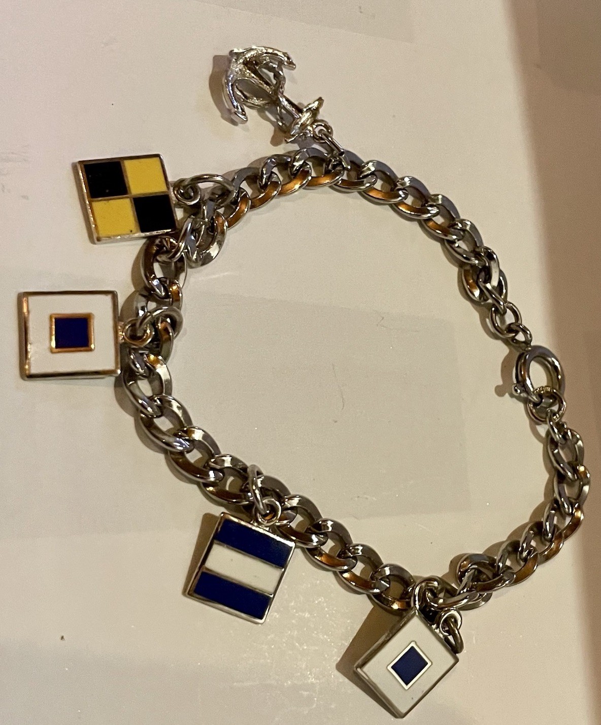 Vintage Sterling / “1/20 12K GF” Maritime Code Of Signals Flags Charm Bracelet