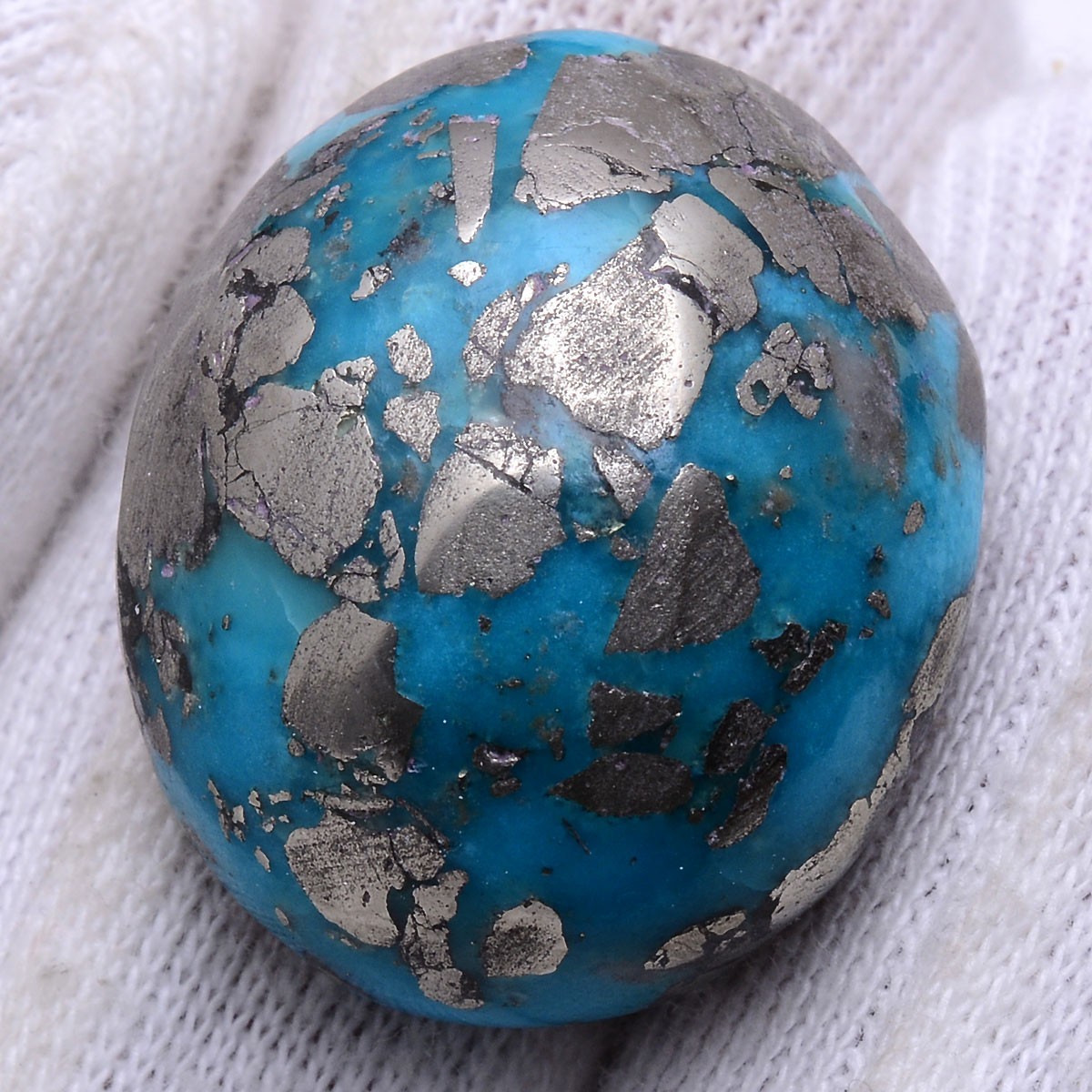 Blue Gold Magic~ 79.00 Cts Natural Persian Turquoise Hi-End Cabochon Gemstone