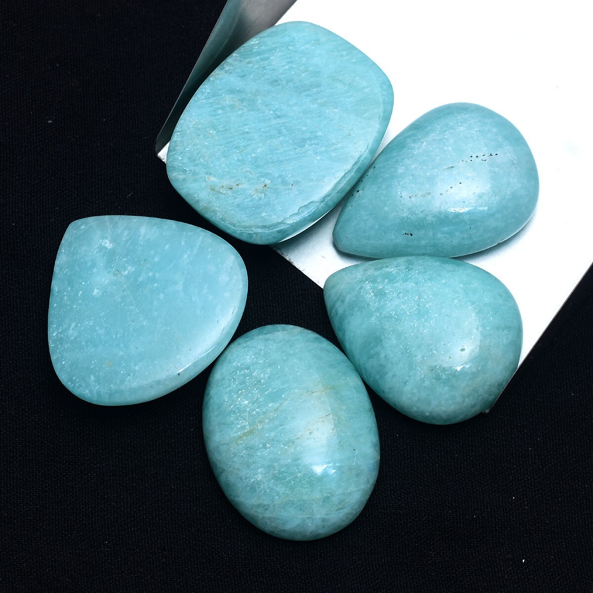 5 Pcs Natural Amazonite Untreated 25mm-29mm Cabochon Glossy Loose Gemstones Lot