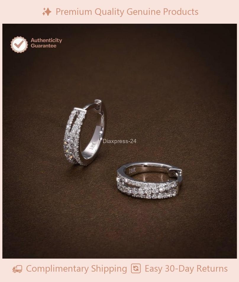 Round Cut Natural GH/SI Diamond Hoop Earrings for Women 14k Gold