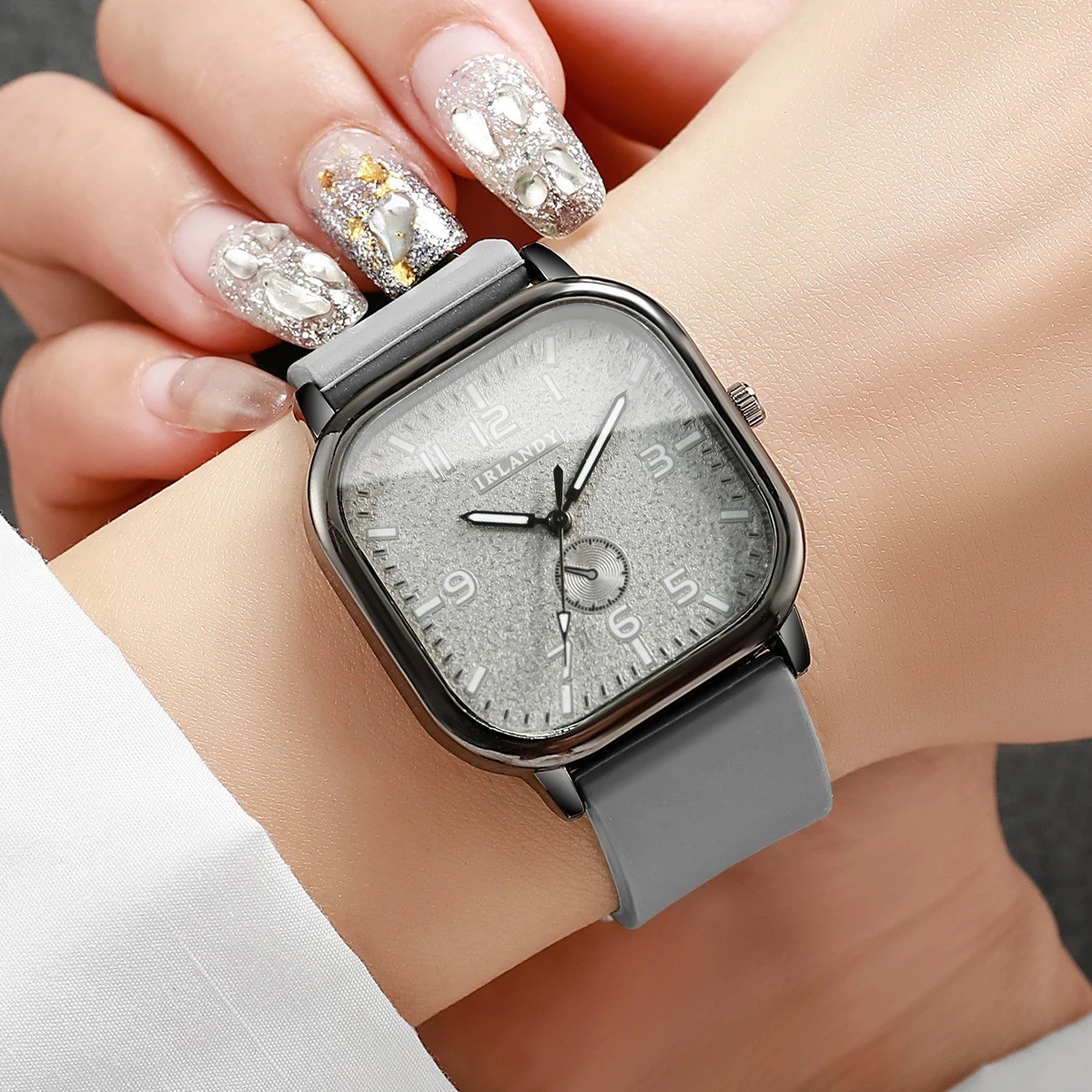 Square Quartz Watch Silicone Strap Casual Sports Men Women