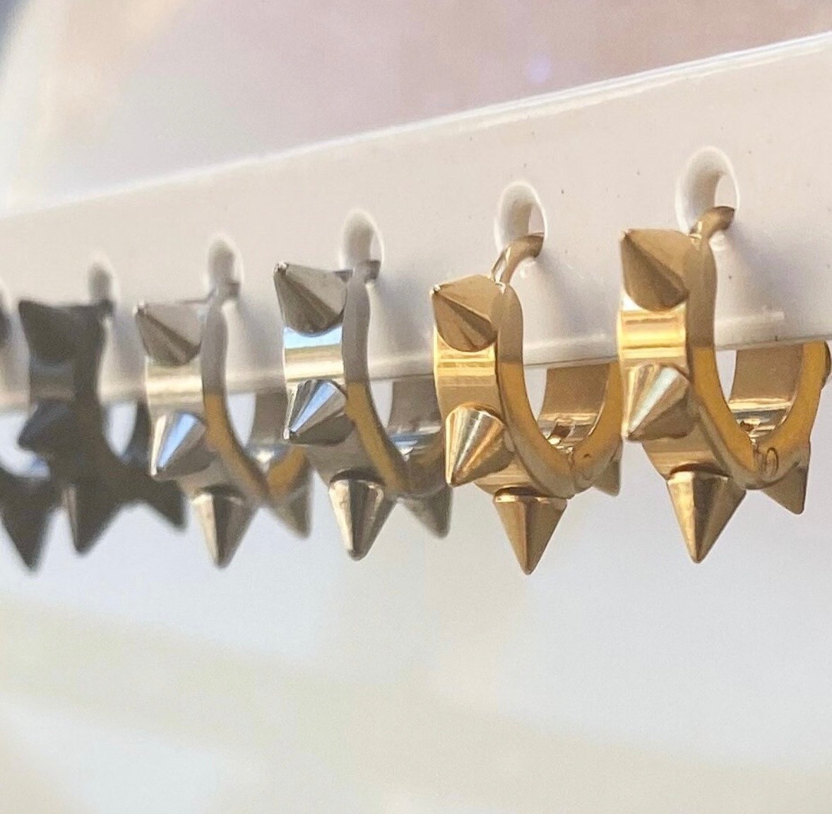 Spike Hoop Earrings. Gold, Silver, or Black.