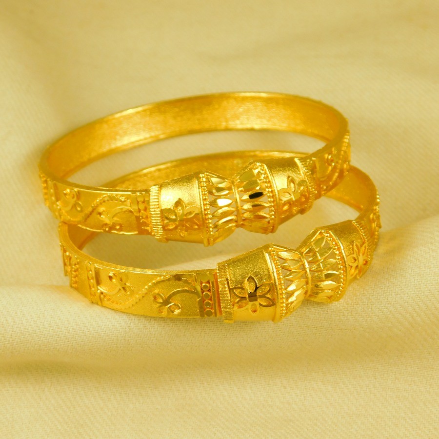 Bollywood Women 2PCs Bangle Set 18K Gold Plated Bracelsts Traditional Jewelry