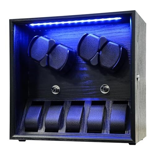ORYX Automatic Watch Winder 4+5 Storage Premium Wood LED Light USB Power