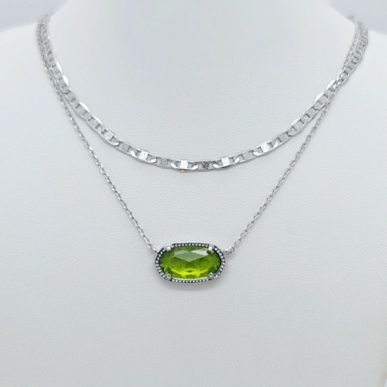 Kendra Scott Elisa Multi Strand Silver Pendant Necklace In Green Peridot