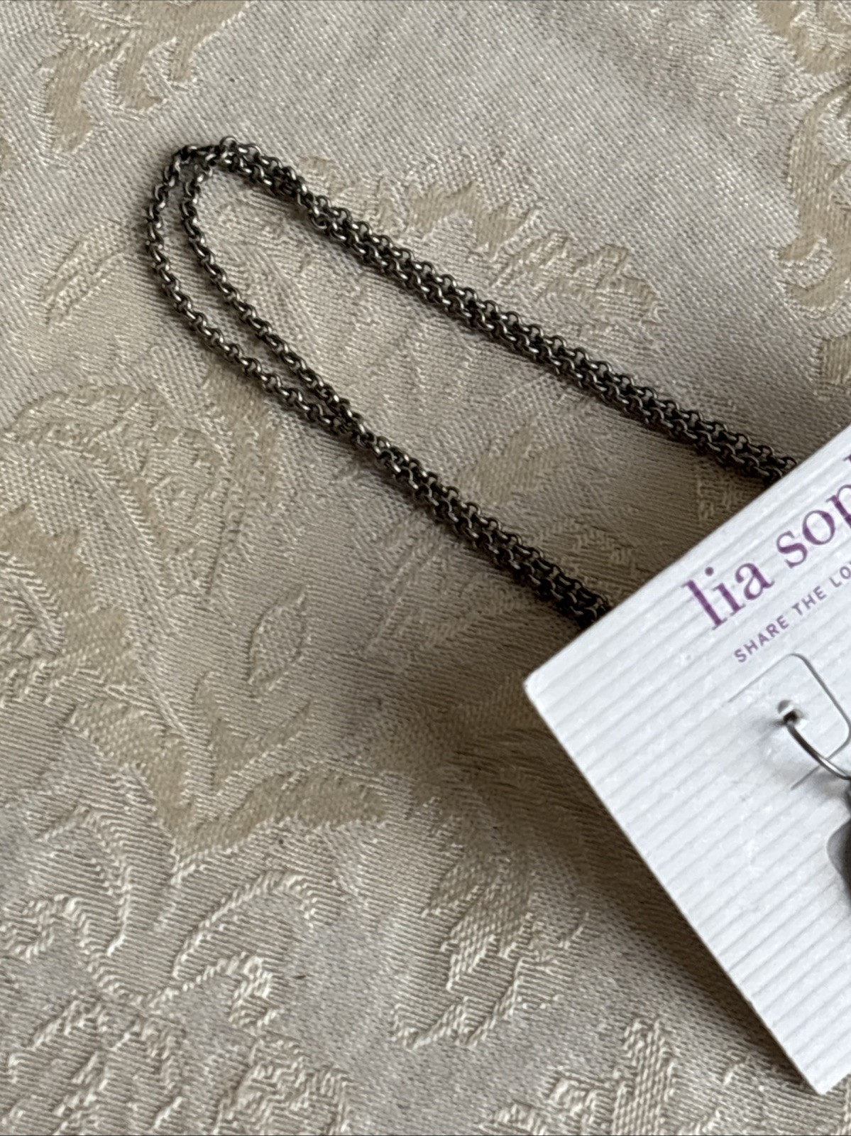 Lia Sophia Quill Necklace Satin Matte Silver Tone Long & Botanica Reversible PE