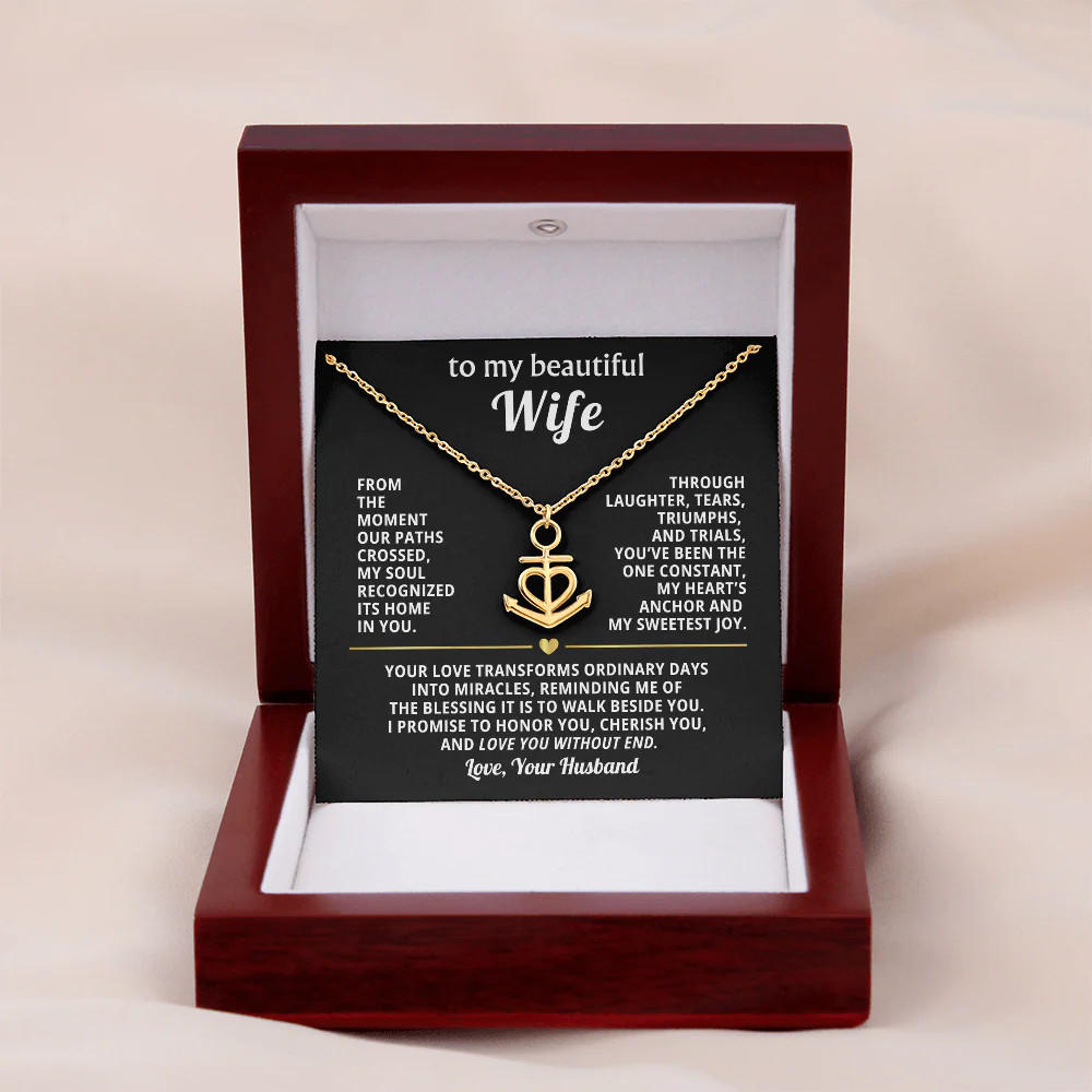 Wife Necklace Gift – You Are My Anchor