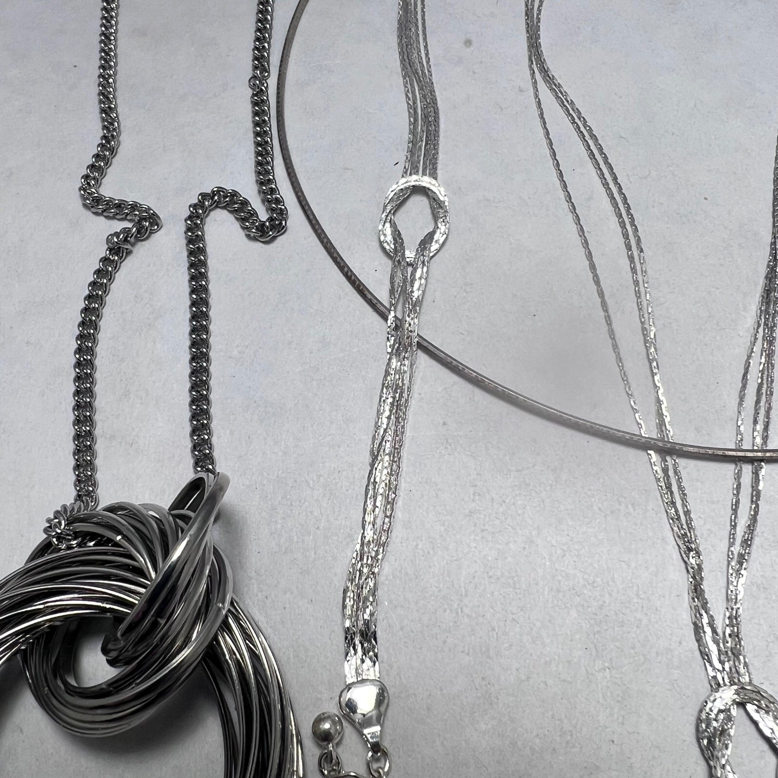 Silver Tone Statement Jewelry Tassel Multi Ring Knot Necklace Hair Slide
