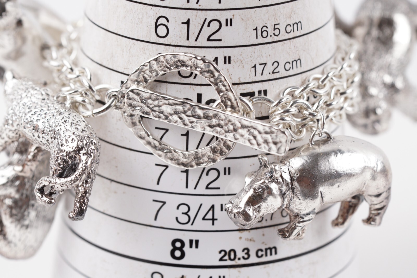 Susan Cummings Endangered Species African Animal Sterling Silver CharmBracelet