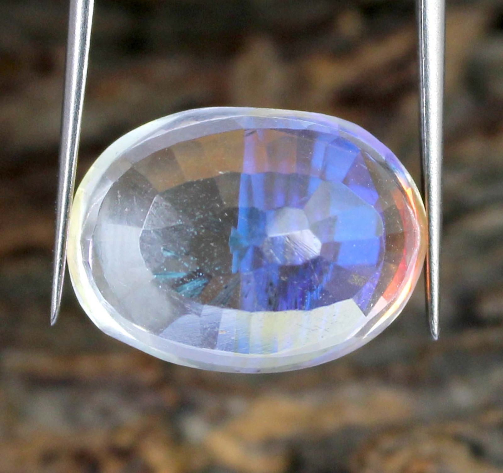 Loose Gemstone 10.15 Ct/15 mm Natural Oval Rainbow Mystic Topaz Certified