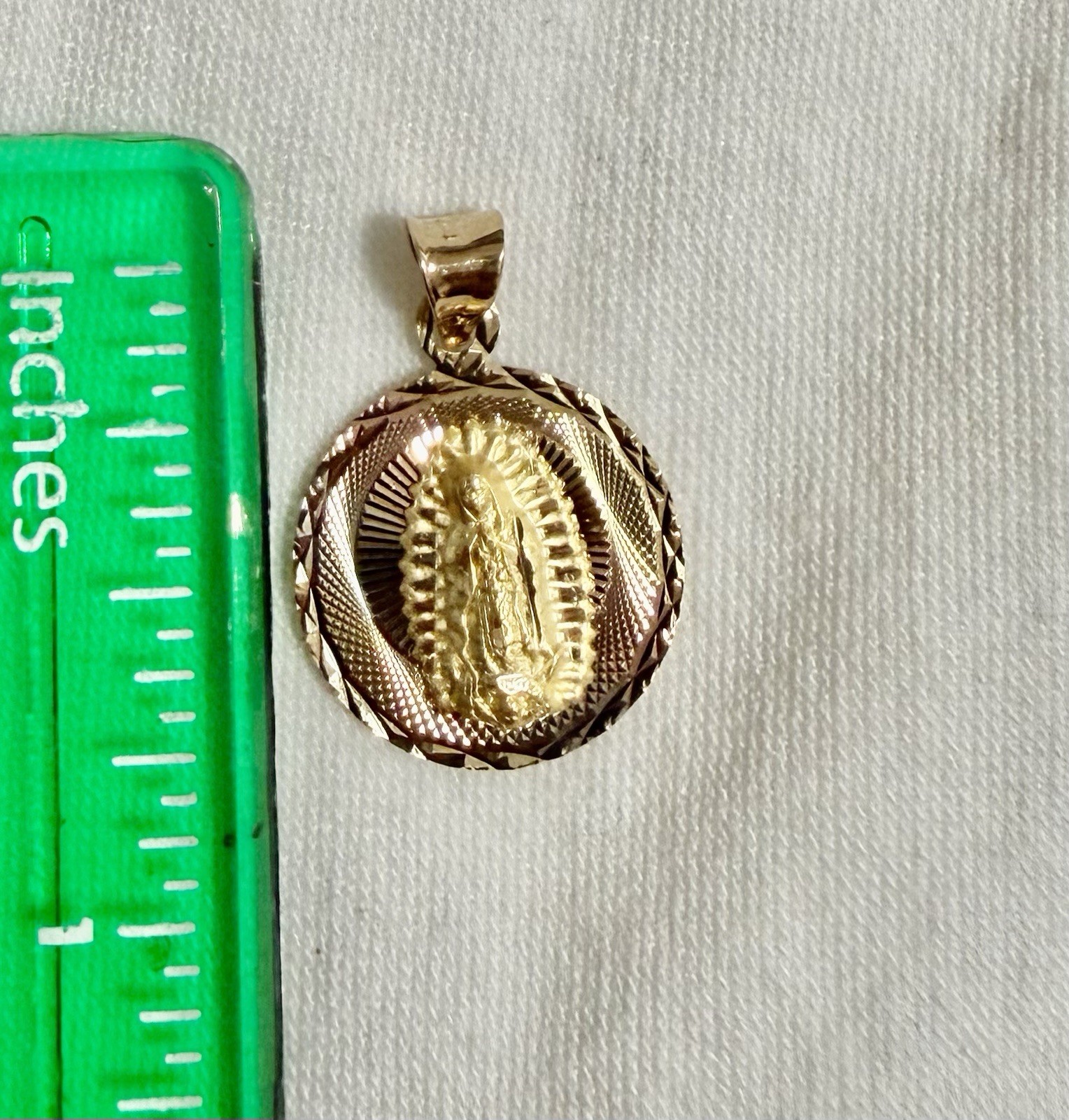 GOLD-14K 3 Color DC 2 Side Virgin Mary & Jesus Religious Charm Pendant For Chain
