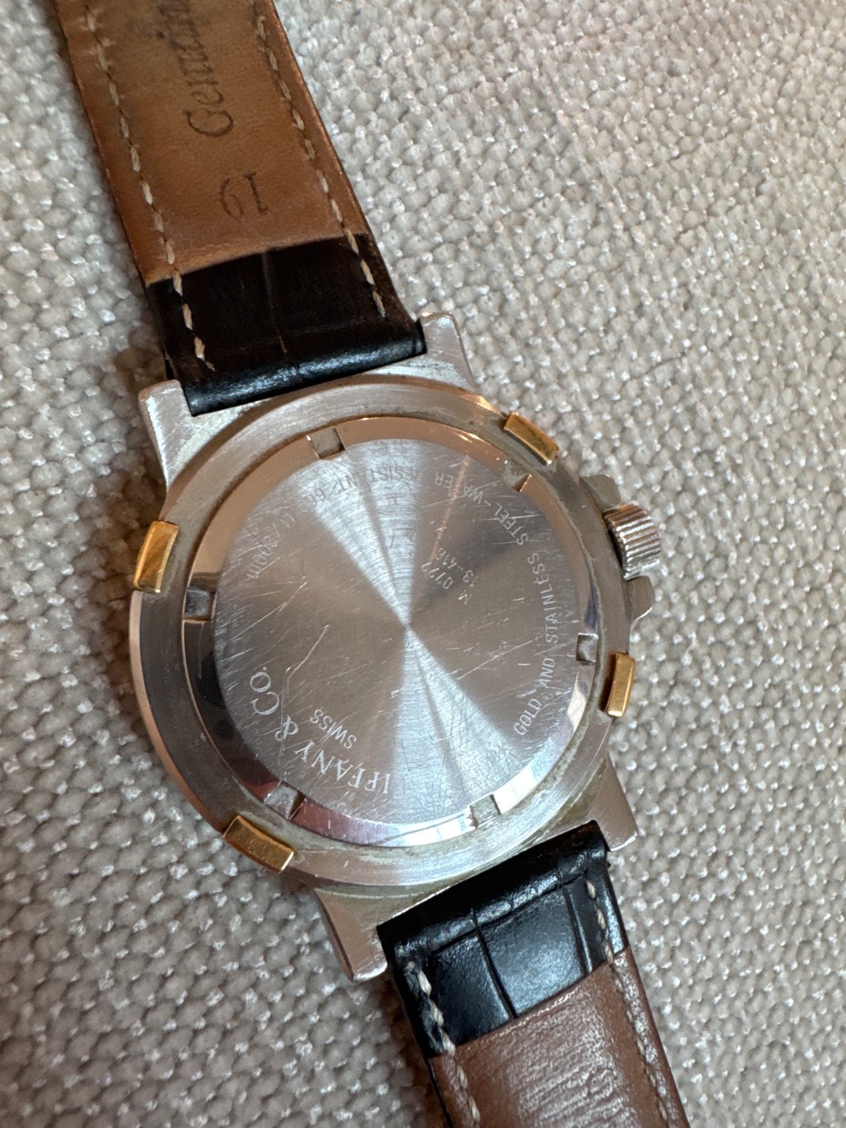 Tiffany & Co. Vintage Diver Watch Black Dial Two Tone Stainless Steel Quartz