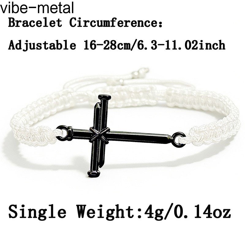Braided Rope String Men Man Bracelet Charm Christian Jesus Cross Gift Adjustable