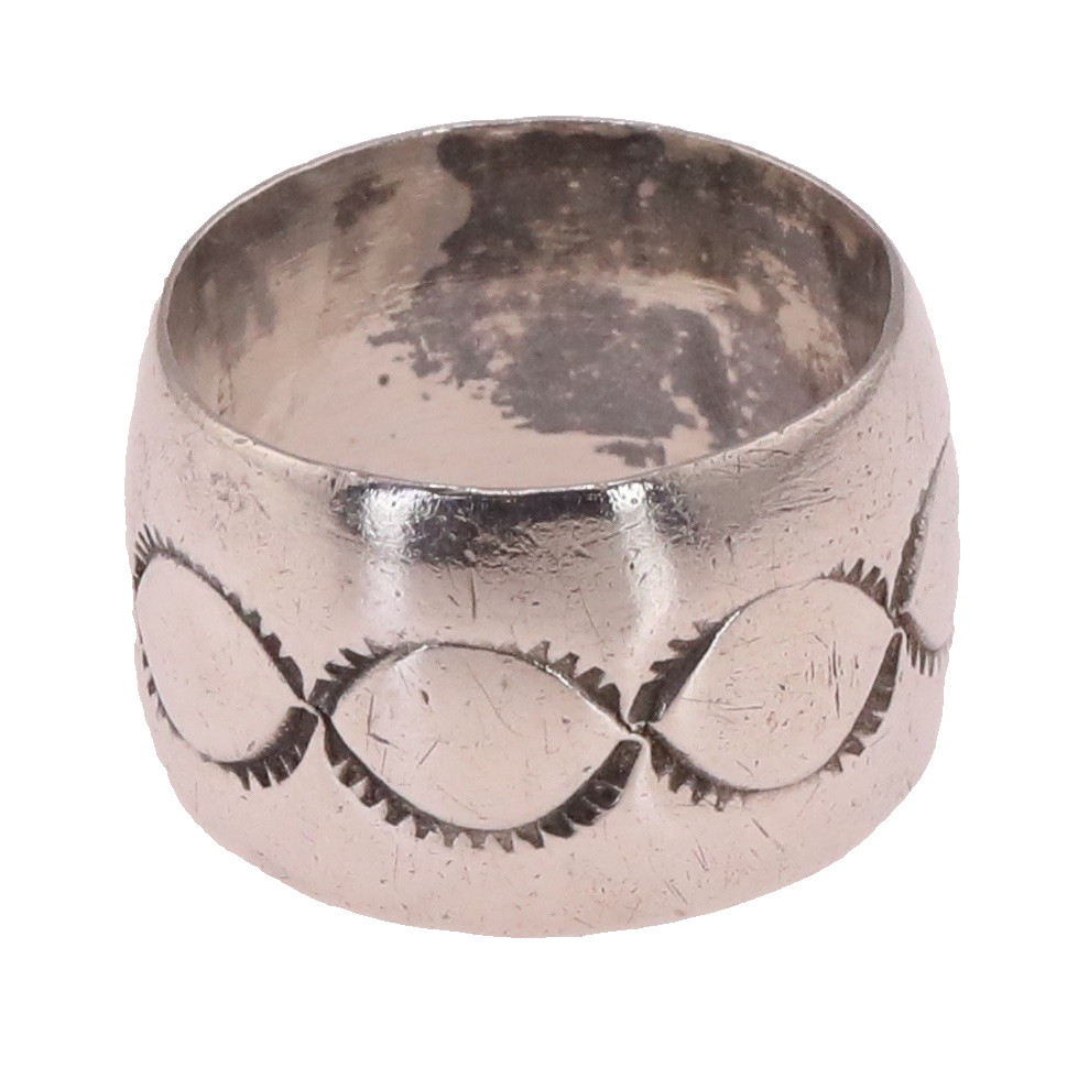 VTG Sterling Silver | Navajo Hand-Stamped Solid Cigar Band Ring | Size 7 | 10g