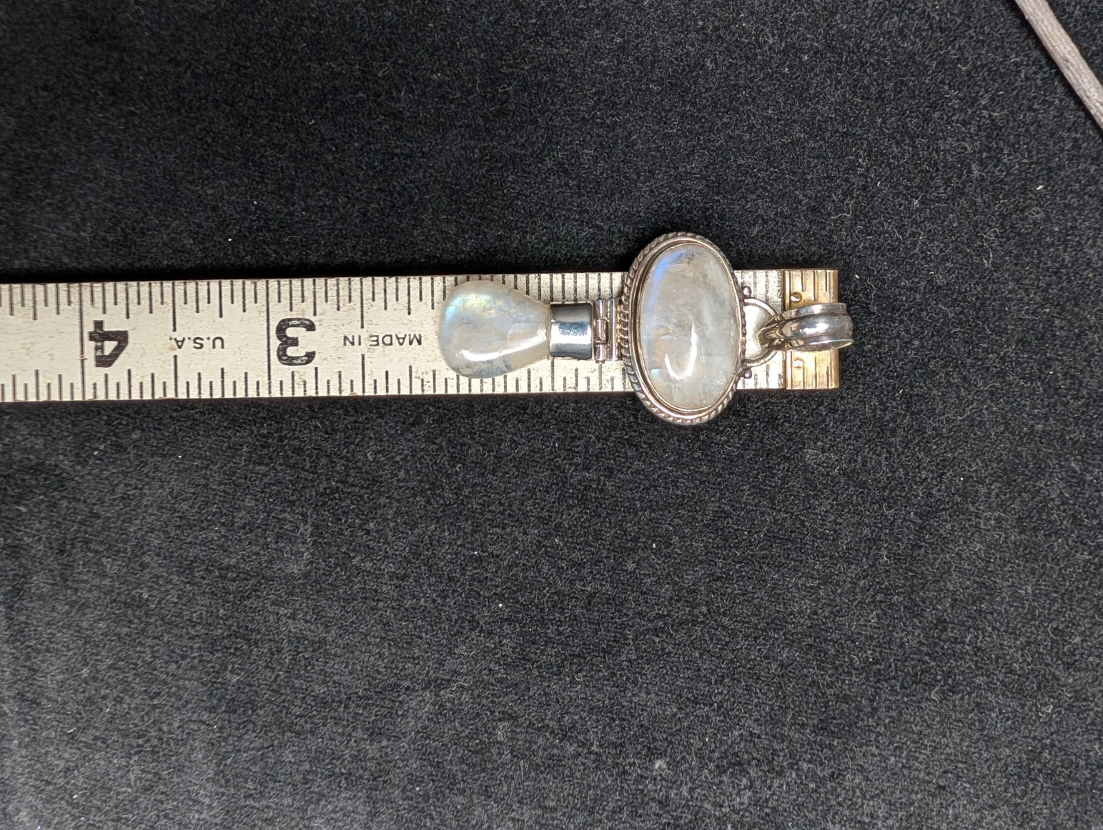 Moonstone Pendant With Sterling Silver Beaded Necklace