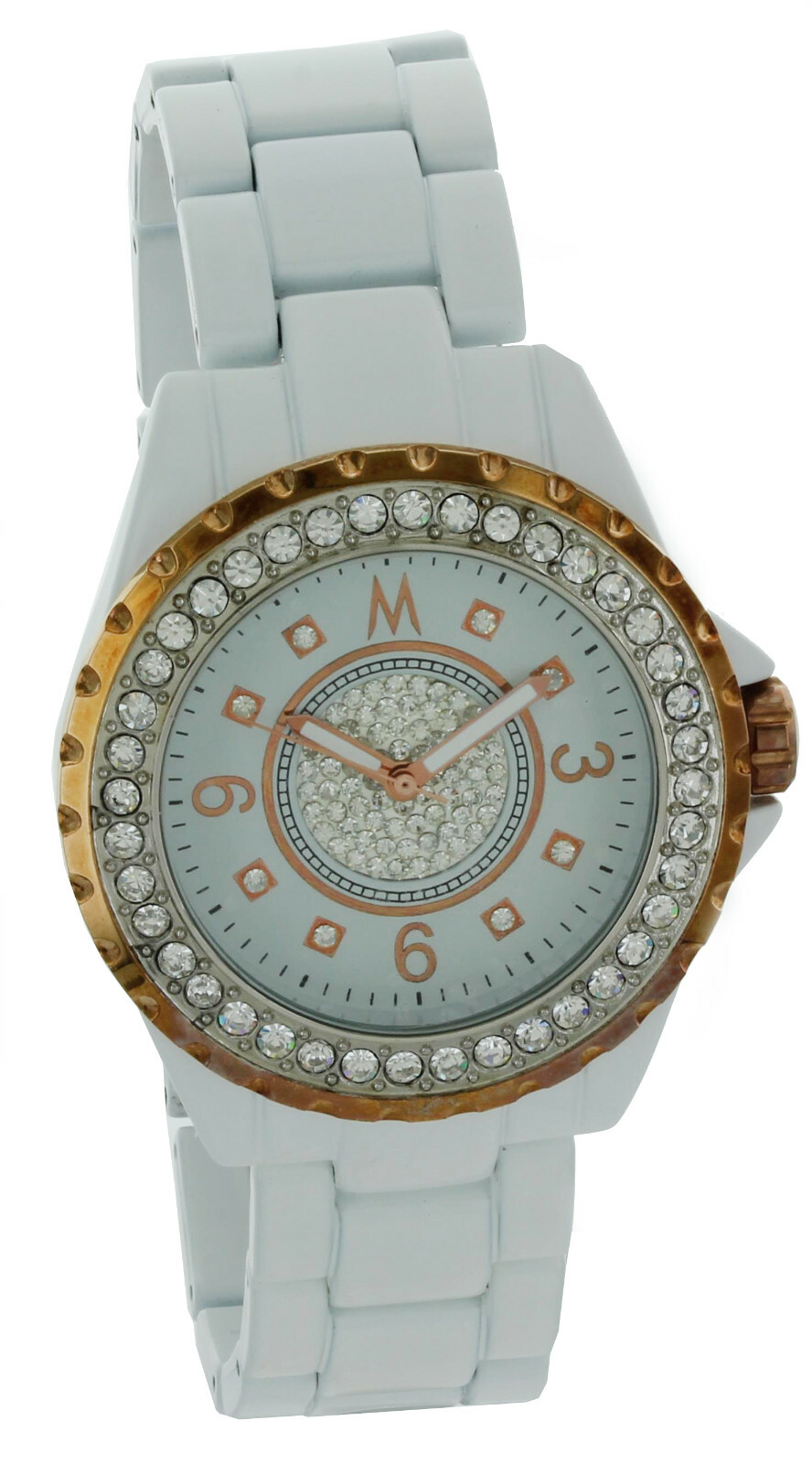 *NEW* Melania Trump Round Case Bracelet Two Tone Watch with stone