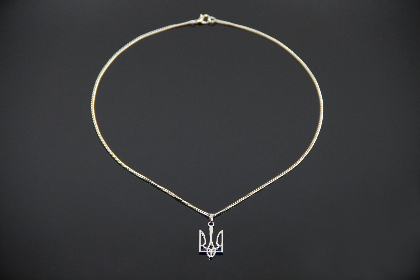 Silver Tryzub Necklace Ukrainian Jewelry Ukraine Emblem Pendant Trident Choker