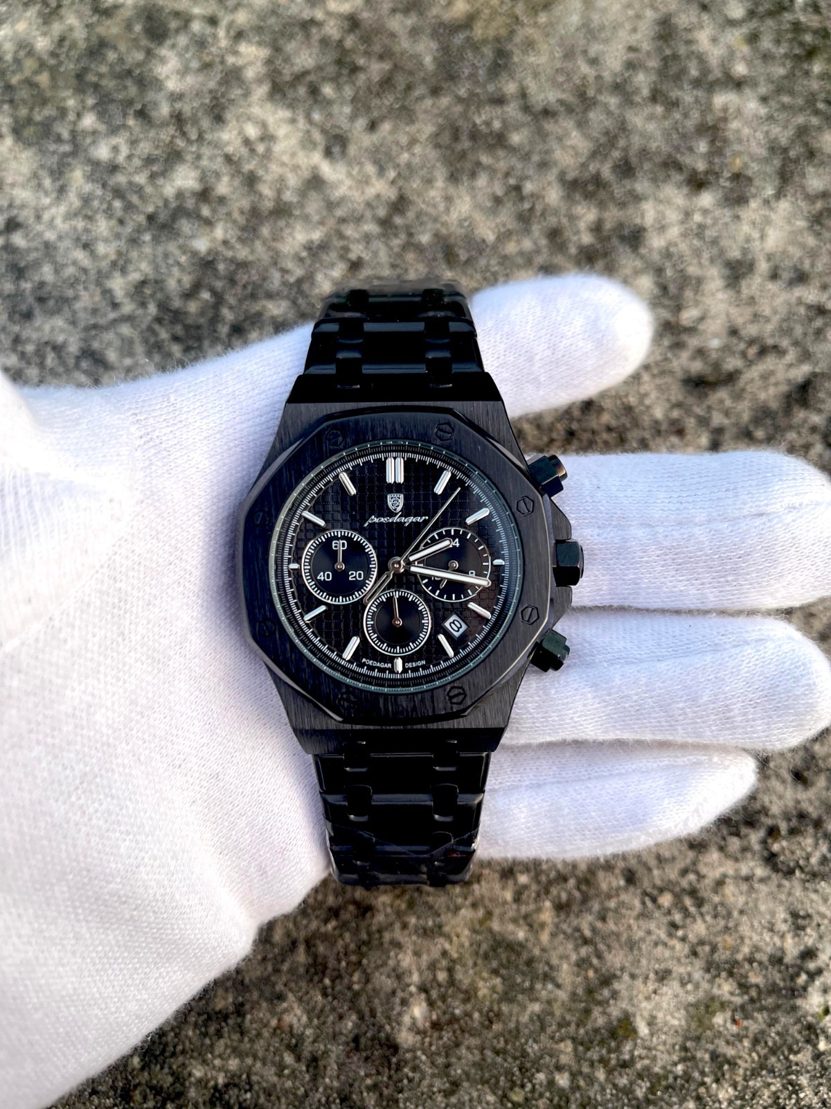 Oak Chronograph Black Steel Black Dial Luxury Men’s Watch