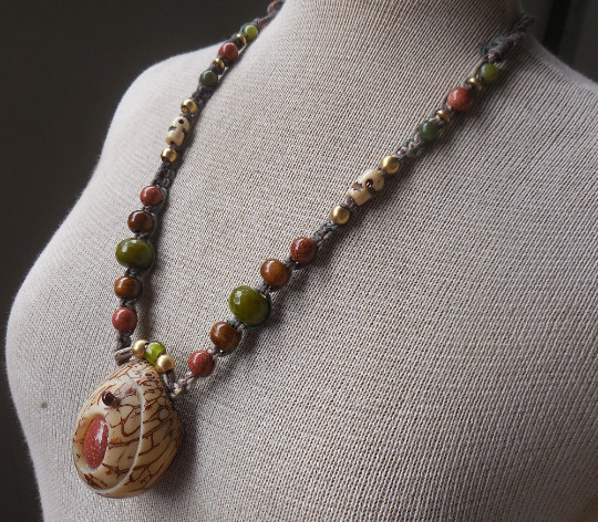 Goldstone Tagua Pill Box Locket Stash Hemp Necklace Serpentine Jade Stone Beads