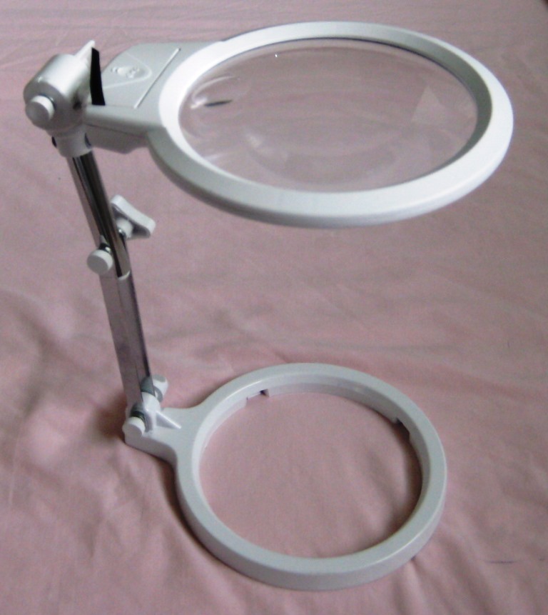 Hands-Free Folding Tabletop 2x and 6X Magnifier w LED Light 3 AAA Batteries Inc