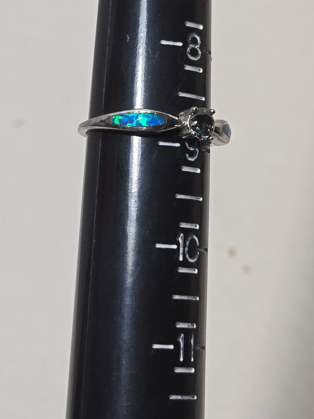 Rainbow Topaz Blue Fire Opal Sterling Silver Ring Size 9