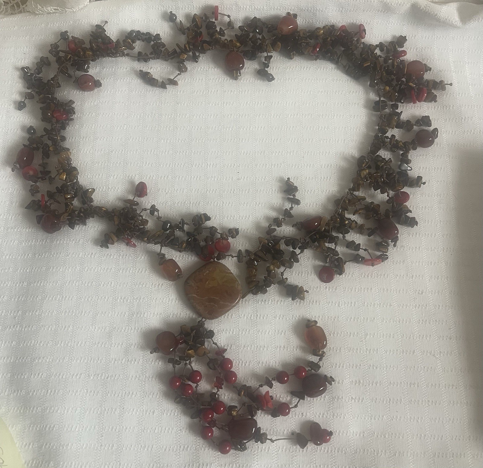 Gorgeous Long Boho Multi Strand Multicolor Gemstone Beaded Layered Necklace