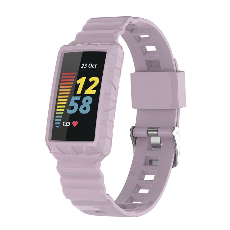 For Fitbit Charge 5 6 4 3 Replacement Rugged Armor Silicone Band w/ Bumper Case