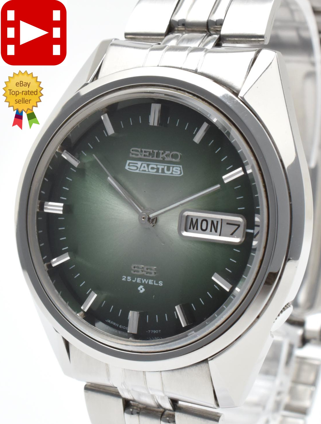 🎦Vintage 1972 [Near MINT] SEIKO 5 ACTUS 6106-7510 Green Automatic Men’s JAPAN