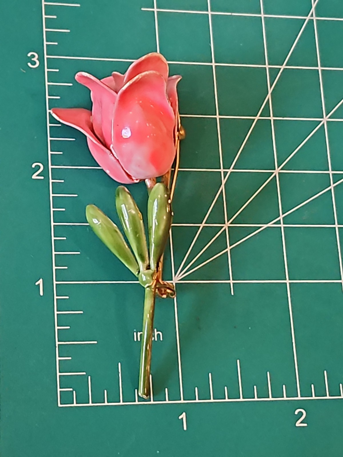 Vintage Original by Robert Pink Rose Enamel Brooch Floral Summer Bloom
