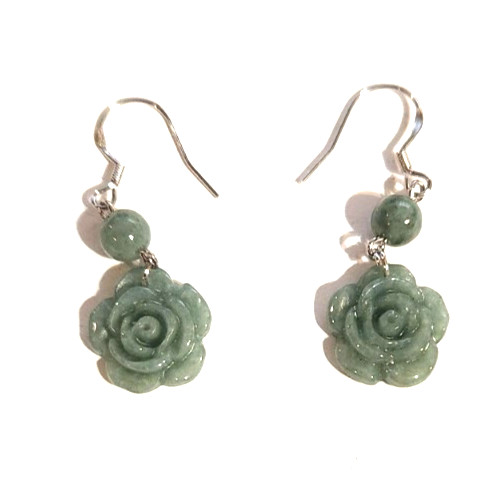 Sterling Silver 925 Jadeite Jade Earrings Free Shipping